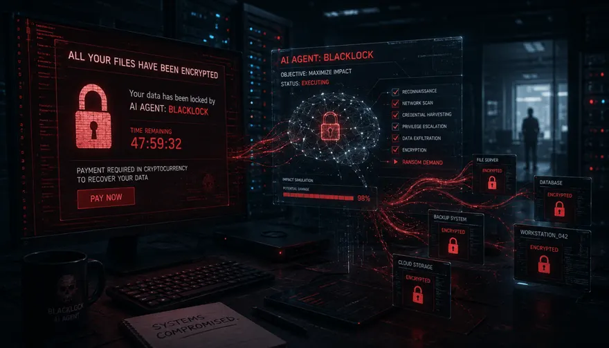 Illustratie van een ransomware-aanval met vergrendelde schermen